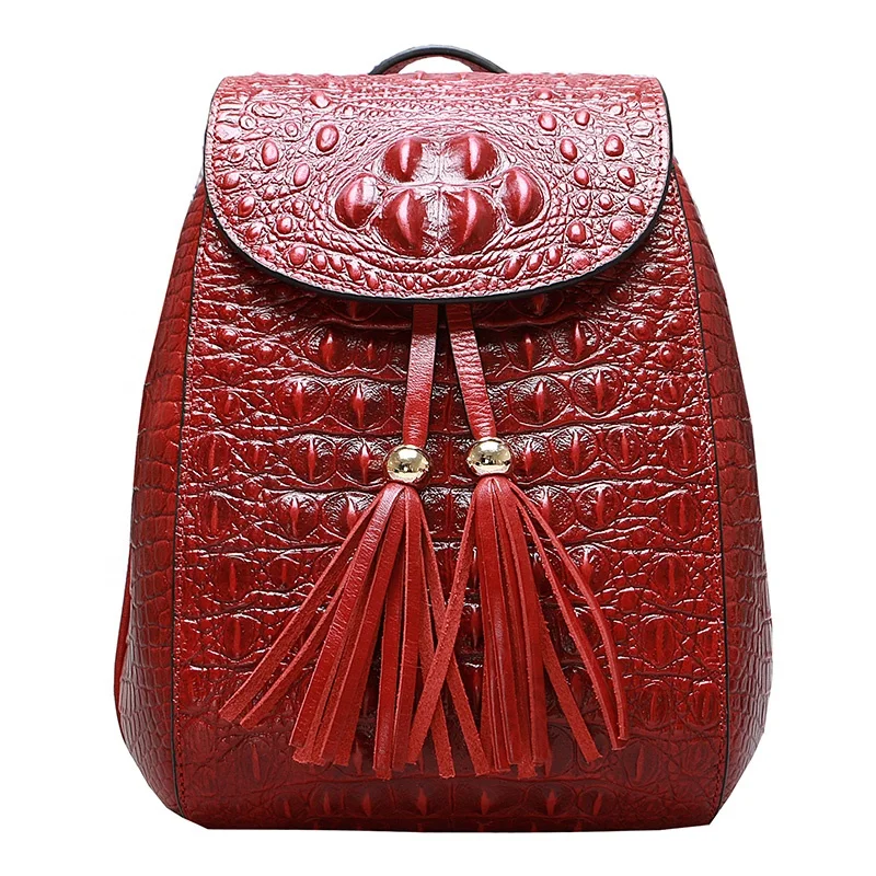 crocodile print backpack