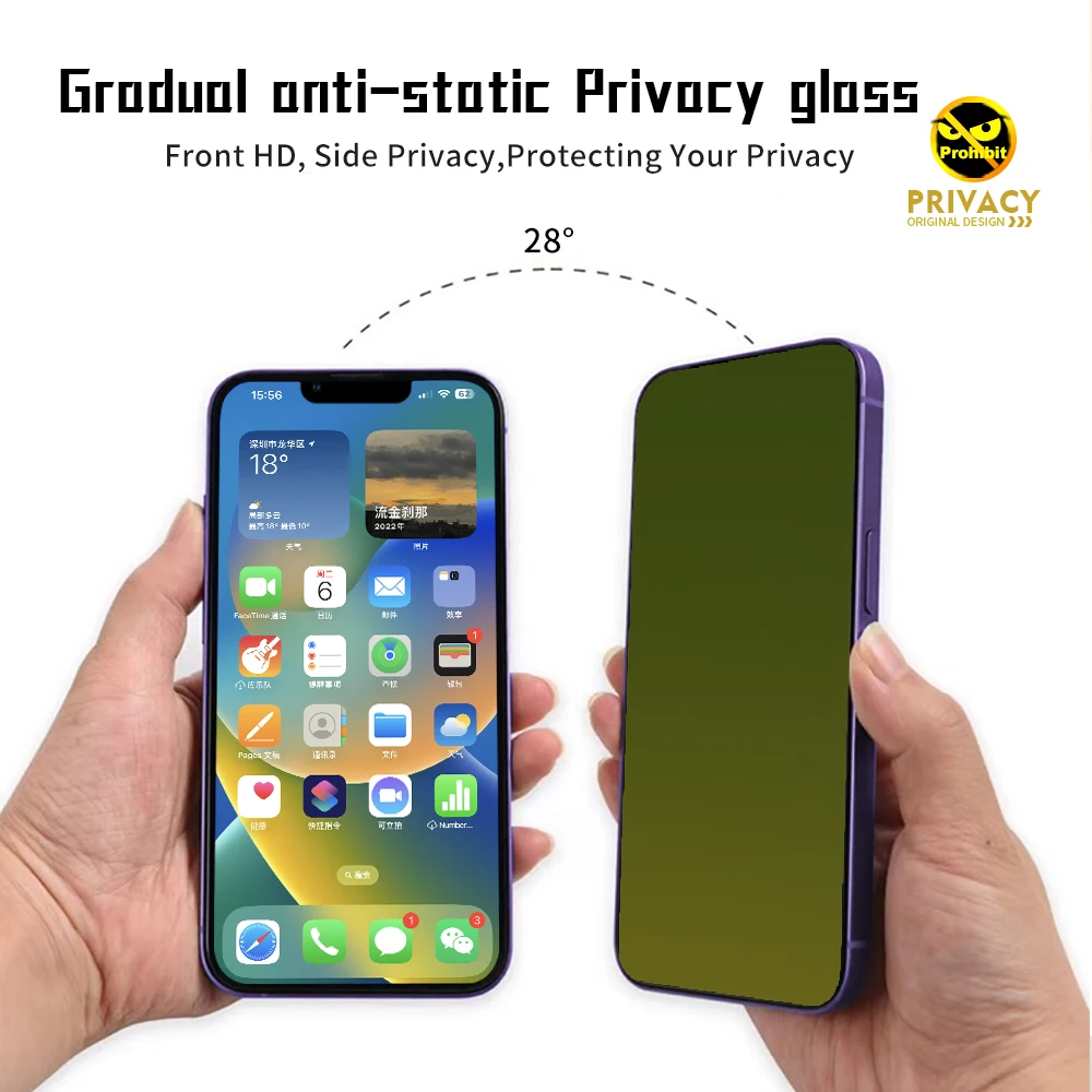 Esteller [2 Pezzi Privacy Pellicola Protettiva per iPhone 13 / iPhone 13 Pro, Vetro Temperato per iPhone 13 / iPhone 13 Pro, [Copertura 3D Completa] [Case Friendly] Anti-Spy Pellicola Protettiva