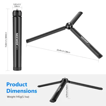 1/4 Screw Tabletop Handheld Tripod NEEWER Metal Mini Tripod Stand for Gimbal Handle Grip Stabilizer DSLR Camera Monopod detail image
