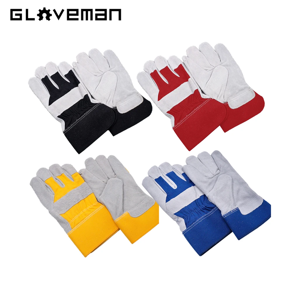 Сверхпрочная конструкция GLOVEMAN из воловьей кожи устойчивая к порезам промышленный риггер Безопасная рабочая парусина коровьей спилковой Сварочная