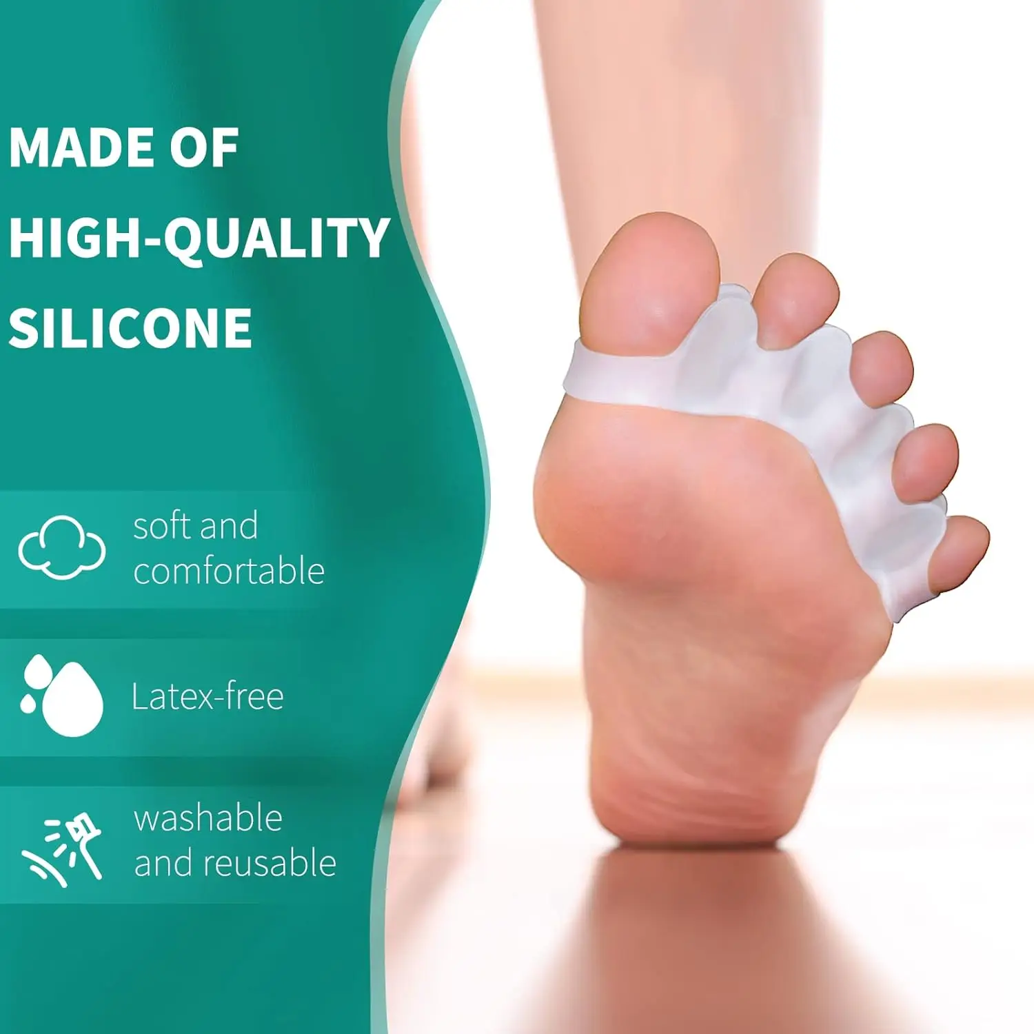 SEBS Durable Five-Hole Toe Separators for Men and Women Bunions Corrector and Toes Restorer Arch Supports