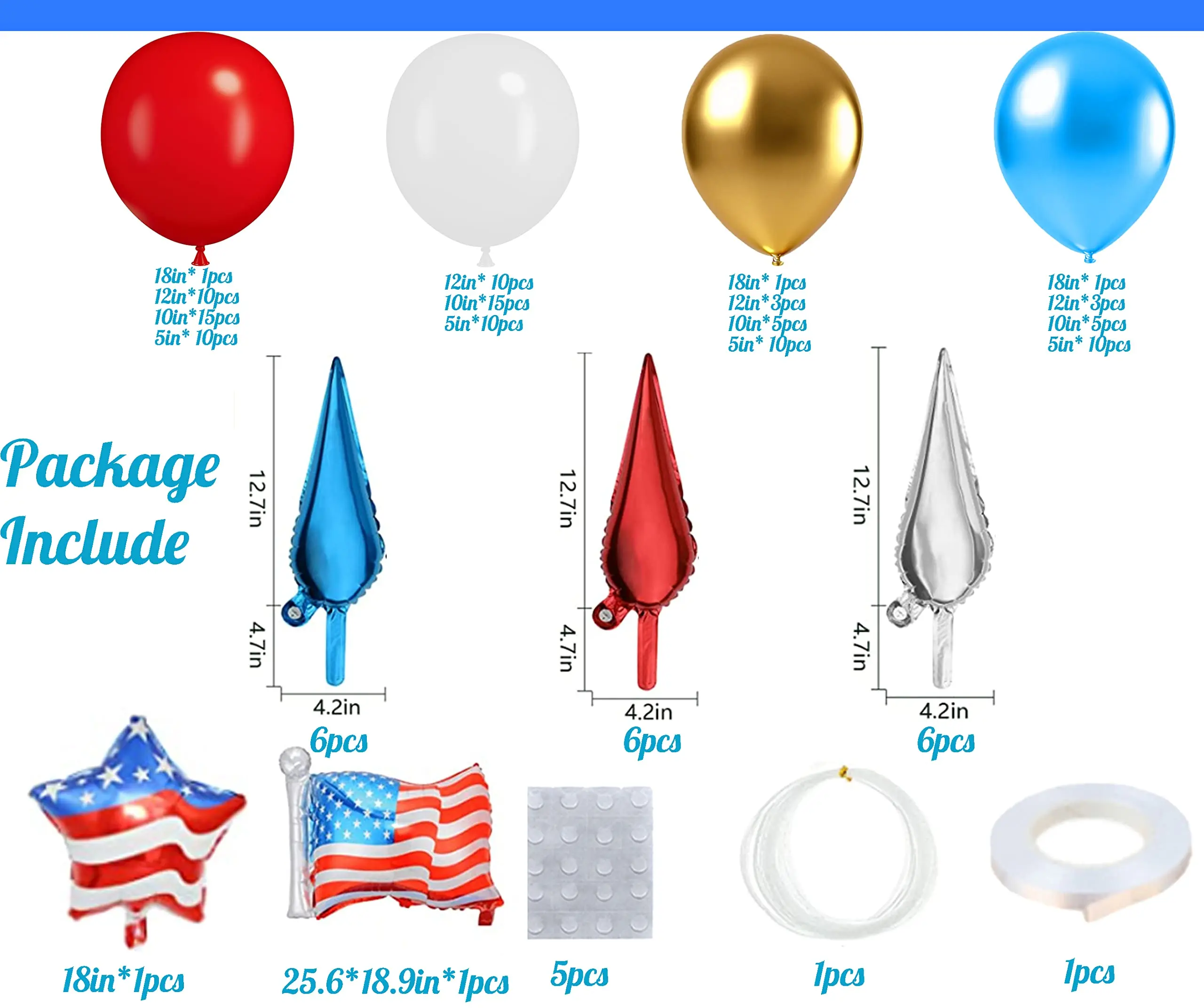 Amercan Flag Balloons | Fourth Of July Balloons | USA Party Decor - View #12