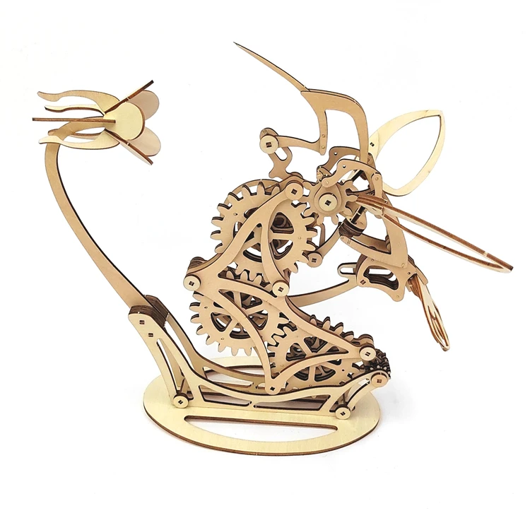 High Quality Mechanical Hummingbird Model 3D Wooden Jigsaw Puzzle  Assembly Game DIY Toys for Kids and Adult Creative Art Crafts