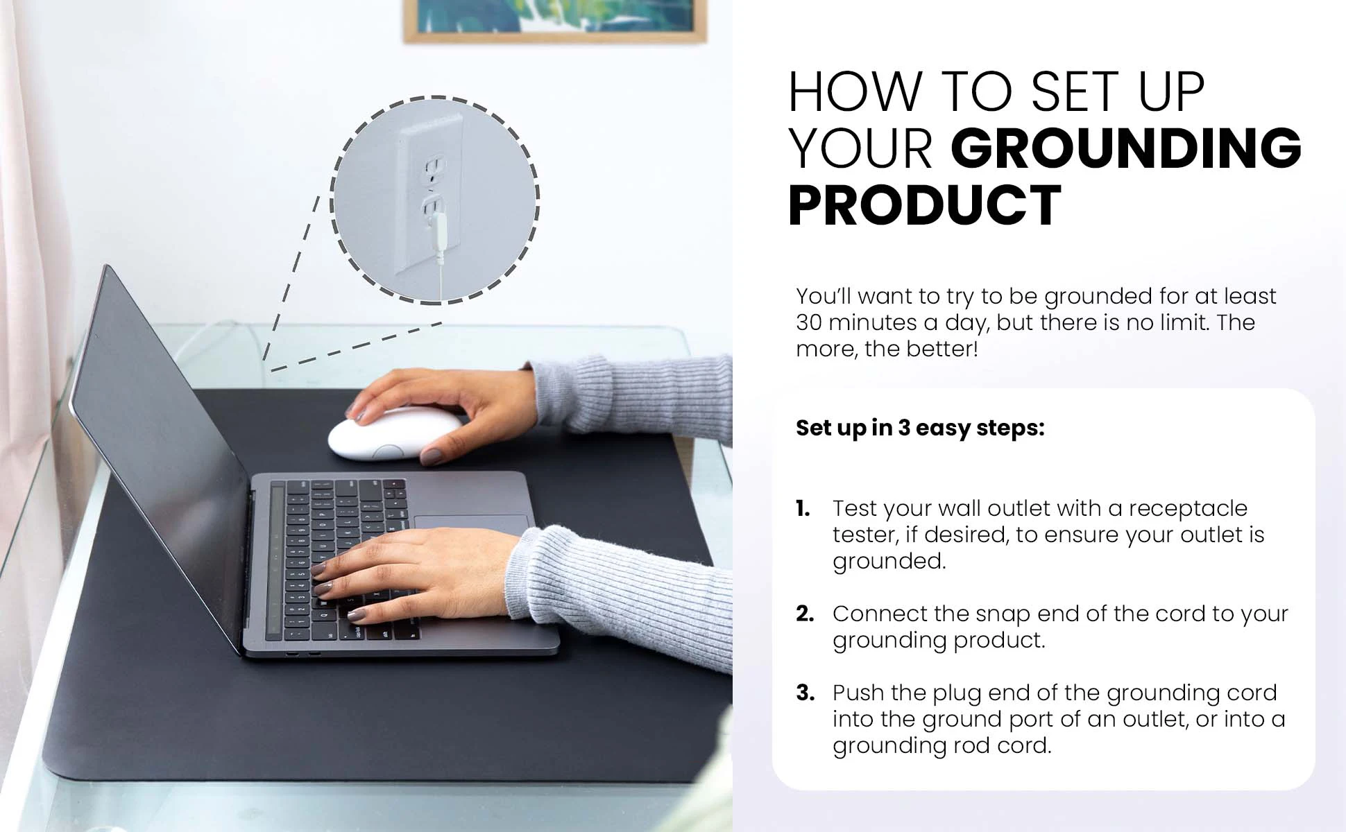 Grounding Mat for Improved Sleep Energy Health, No-Slip Grounded Pad for MagneticTherapy, Earthing Mat Connected Conductive Mat