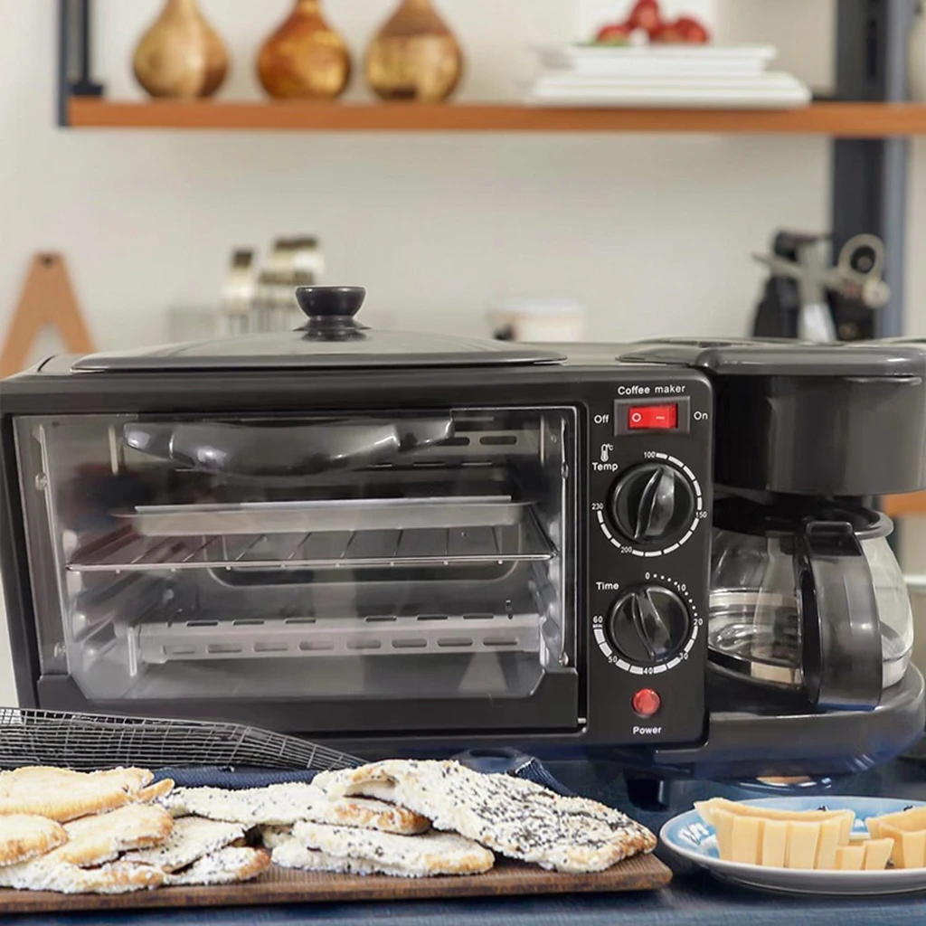 2022 Household 3-in-1 Breakfast Maker with Toast Oven and Coffee Maker Electric Frying Pan for Indoor and Outdoor Use
