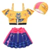 Conjunto de traje de baño de tres piezas para niñas Demon Hunter