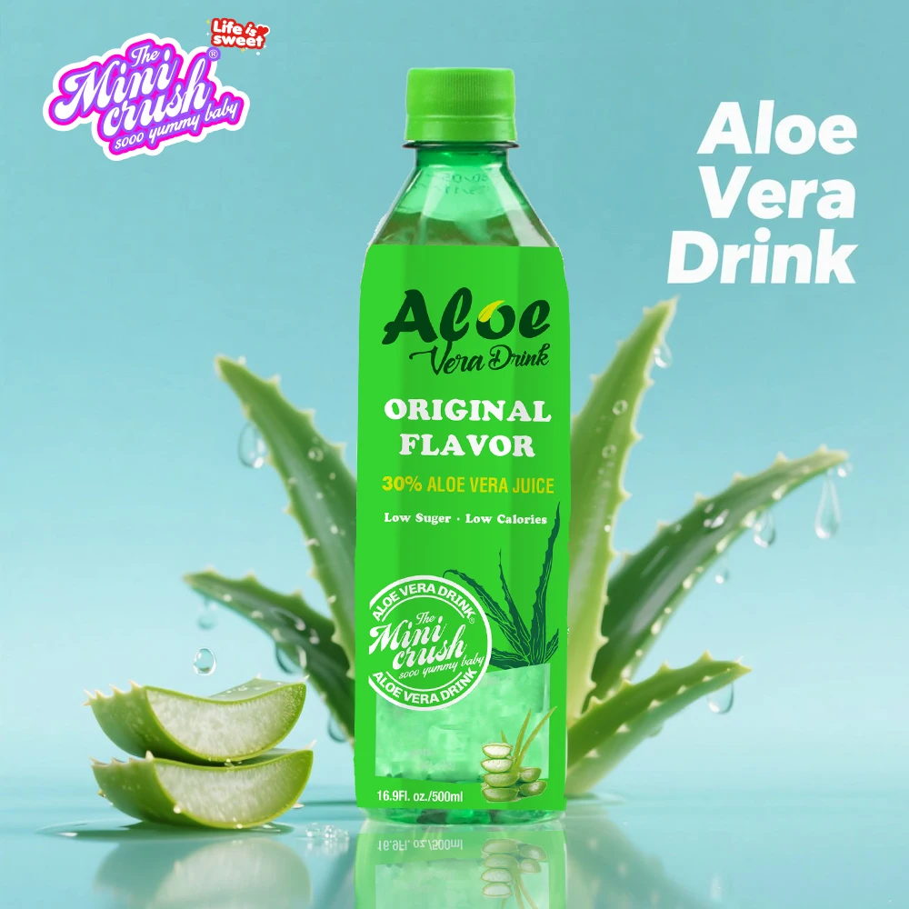 Minicrush Bebida de Aloe Vera com Polpa de Aloe Pura Pacote Variado 16,9 Fl  Oz Sem Cor e Sabor Artificial, Suco de Aloe