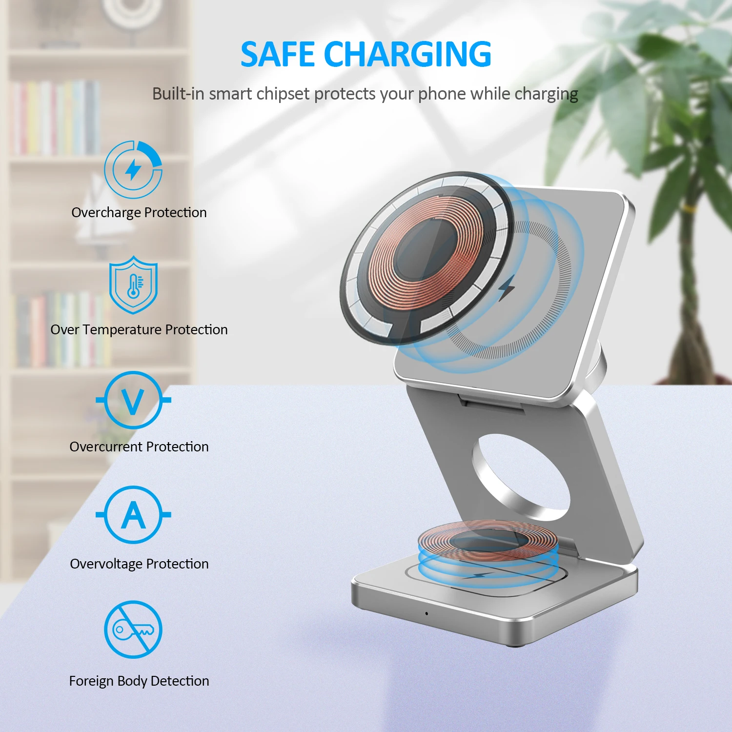 Magnetic Foldable Wireless Charger 3 in 1 Folding Wireless Charging for iPhone 1716/15/14/13/ Pro Max Fast Charging Dock Station - Image 4