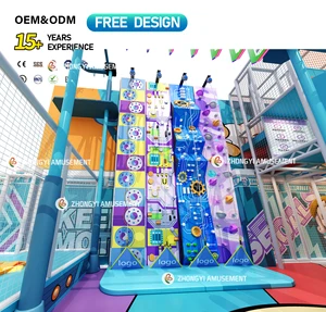 Commercial Athletic Kids Interactive Indoor Playground with Plastic Slide Climb Wall Park Equipment