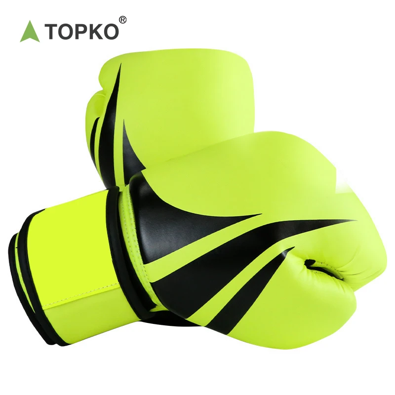 TOPKO Black & Simple Design Adult Boxing Gloves, Tear Resistant 8oz,10oz,12oz,14oz,16oz PU Leather Boxing Gloves
