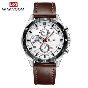 VA VA VOOM Chronograph Men's Watch (Black Dial, Brown Colored Strap) :  : Fashion