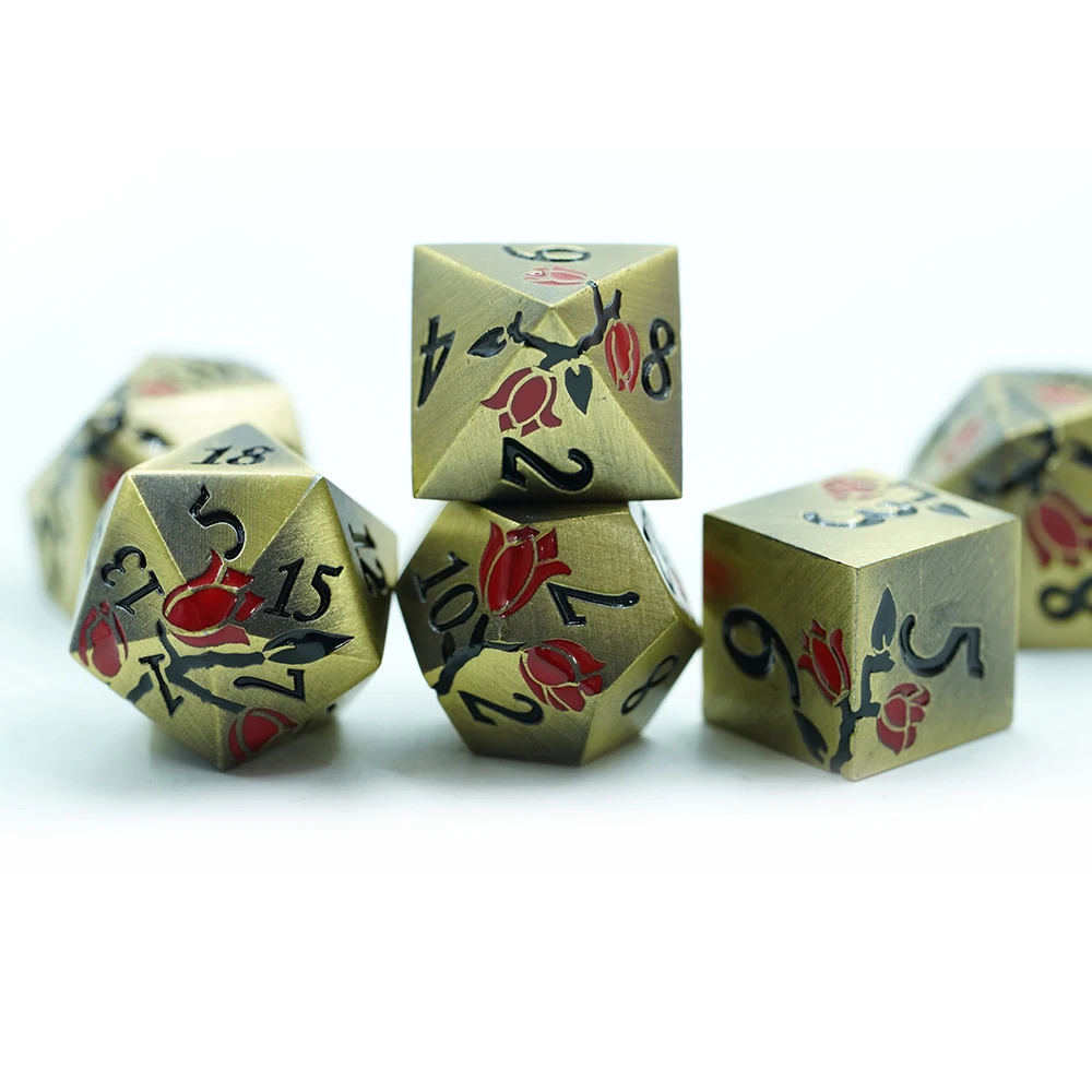 Горячая распродажа набора кубиков DND RPG из твердого цинкового сплава многогранный трехцветный розовый набор для игроков DND