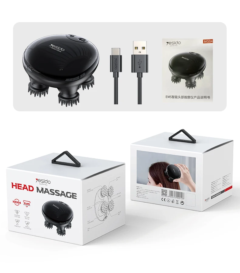 Yesido IPX7 Waterproof Performance EMS Low Frequency Massage Red Light Irradiation Head Massager