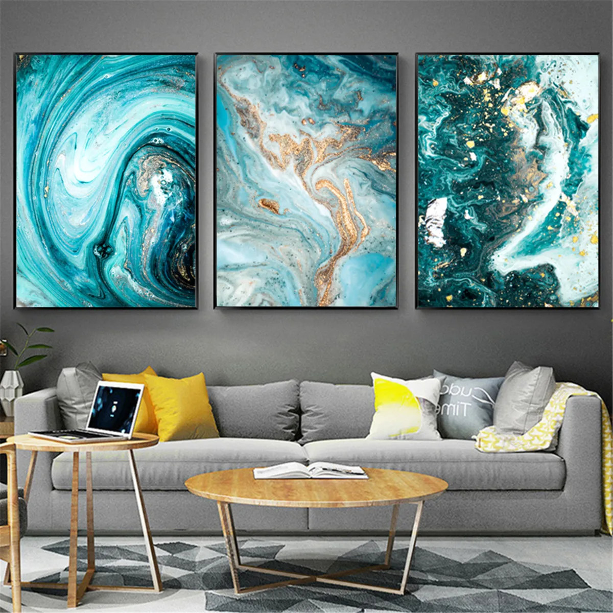 Abstract Flowing Gold Pattern Connotation Canvas Painting Modern Home Art Decor