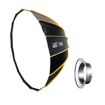 120CM LIFEI Deep Parabolic Honeycomb Grid Softbox Bowens Mount 16 Rods Portable Round Flash Reflector Studio Softbox With Grid