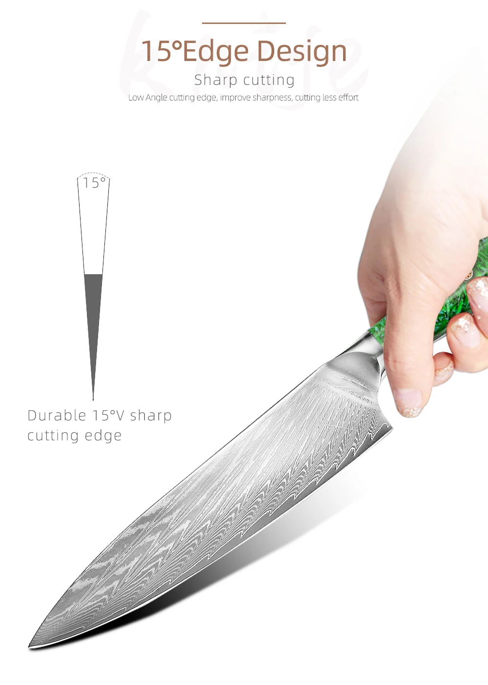 8 Inch High Carbon Damascus Steel Cooking Chef Knife With Wheat Resin Handle Buy Damascus