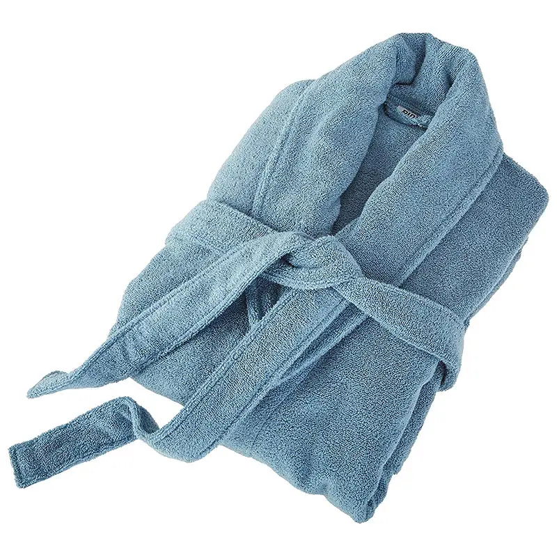Прямая Продажа с фабрики 100% хлопковый Халат для отеля халат воротником-шаль синего цвета махровый мужчин и