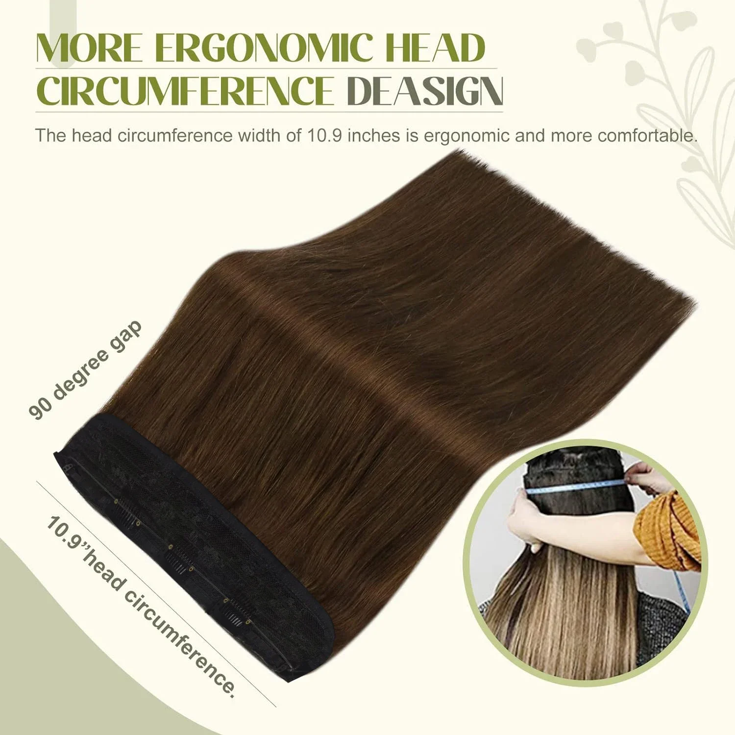 Prava ljudska kosa, žica, riblji konac, 3 sigurne kopče, ekstenzije za kosu, 16-26 inča, salonska čokoladno smeđa boja_voghion.com