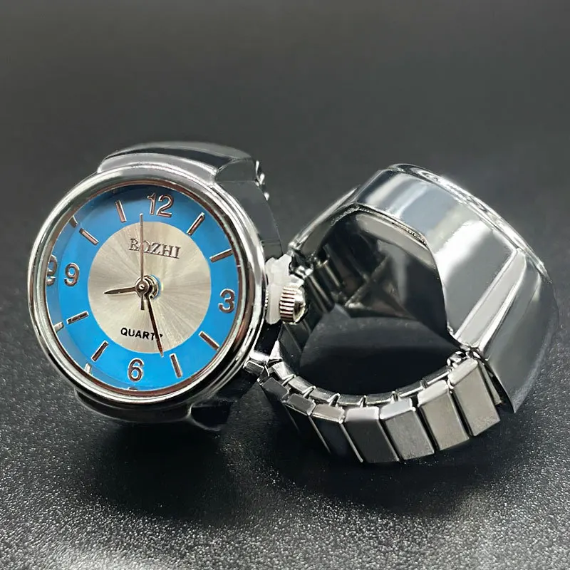 Fashion Retro Punk Multi Color Tell Time Ring Watch Quartz Mini Adjustable Ring Watch for Couples