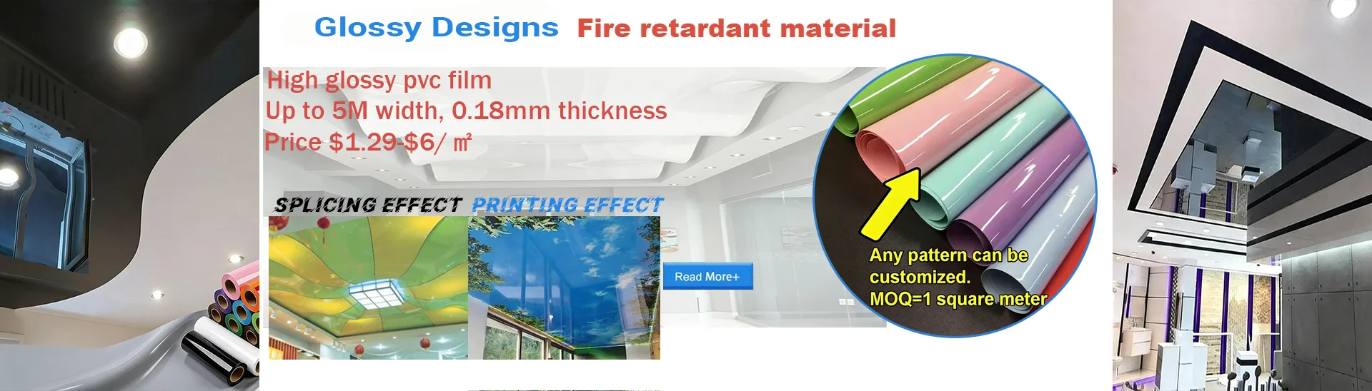 product oem odm waterproof pvc glossy film line patterns interior room decoration false ceiling pop design glossy stretch ceiling-0