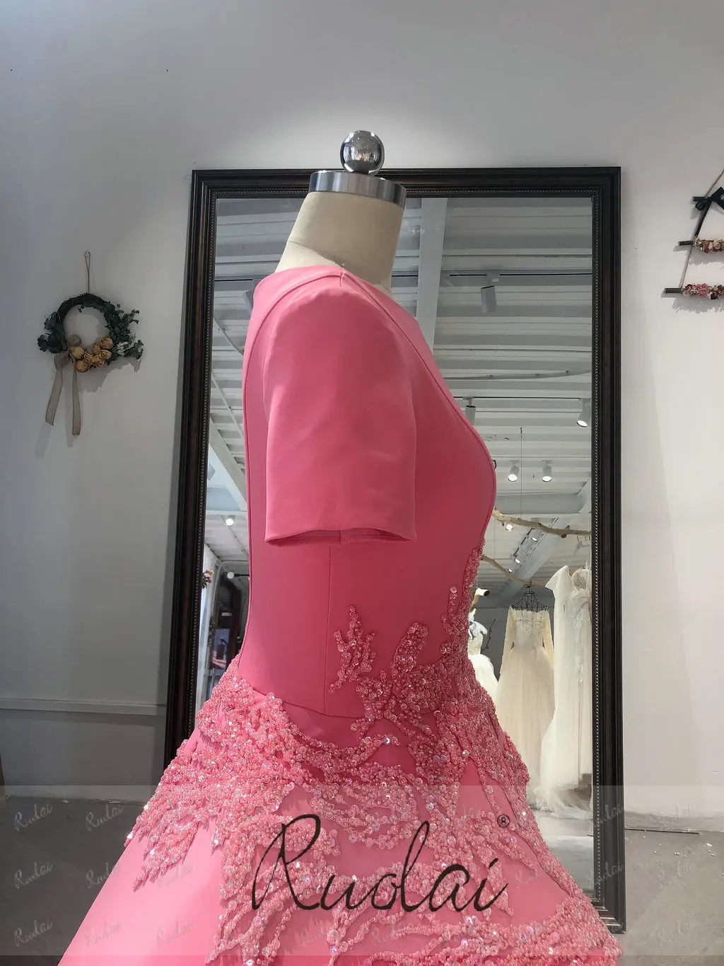 Ruolai vestido de mãe, vestido de casamento OEV-L4336 plus size