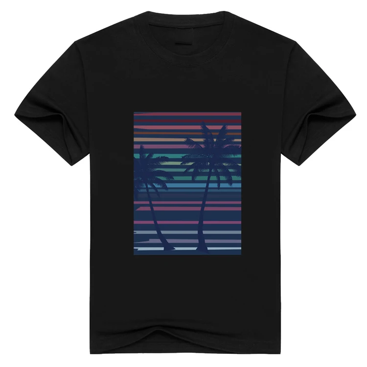 2024 New European and American Large 3D Digital Direct Spray Printed T-shirt Custom Cotton Black T S