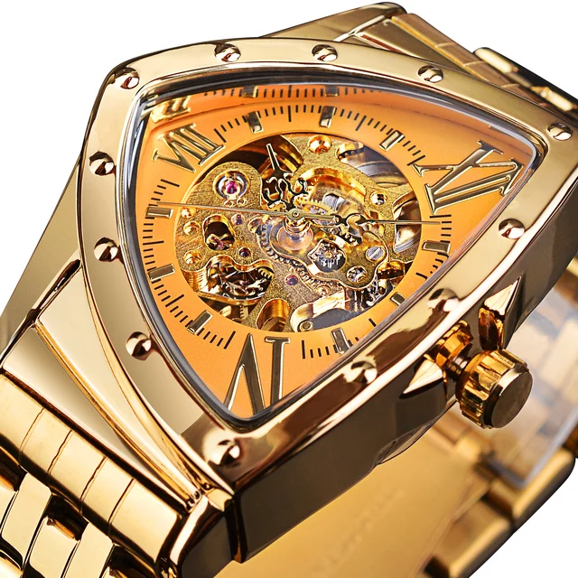 Orologio Automatico Steampunk Uomo FORSINING – Acciaio Inox Dorato – Quadrante Scheletrato – Regalo