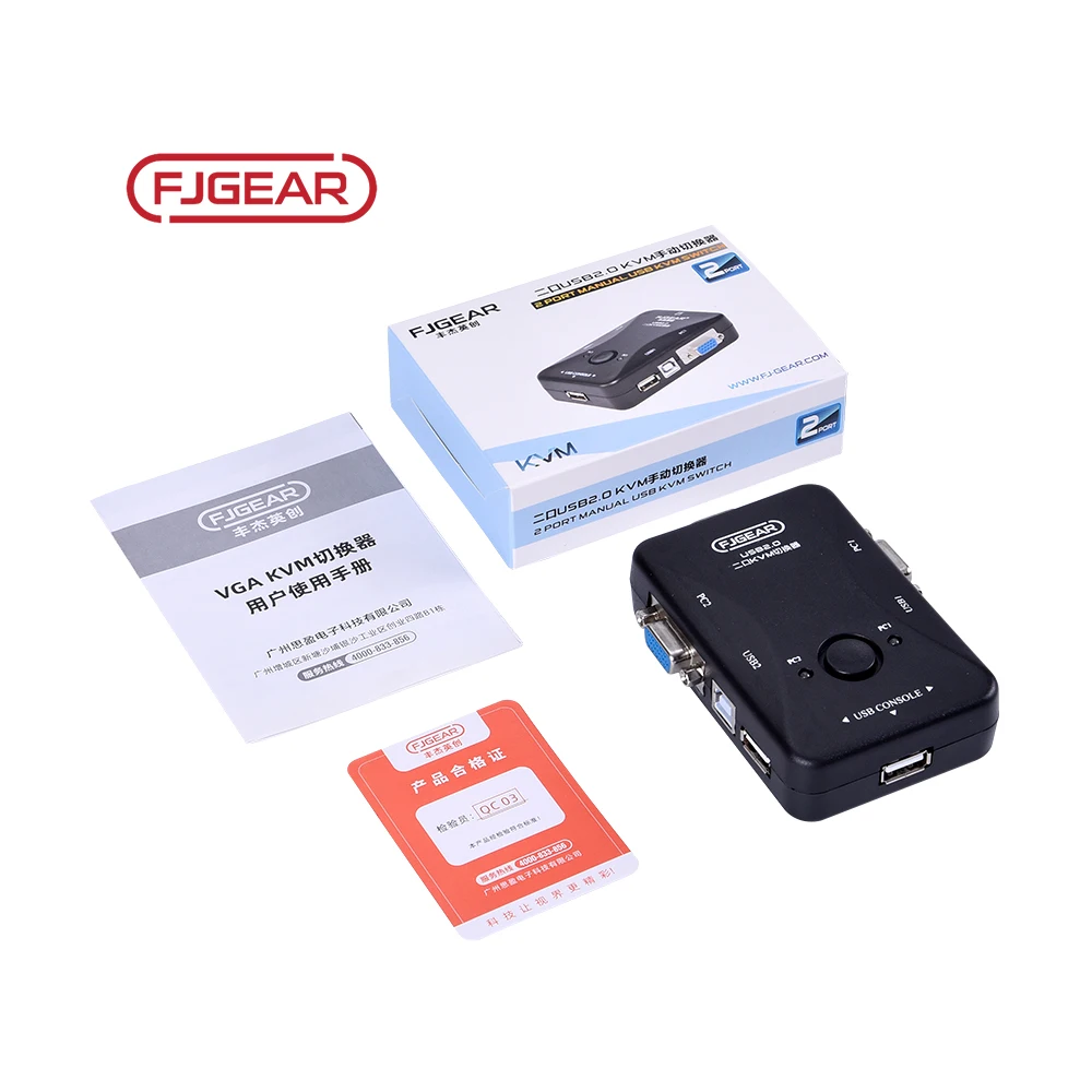 FJ-2UK Fjgear Cheap Price Selector USB2.0 Kvm Switch 2-port