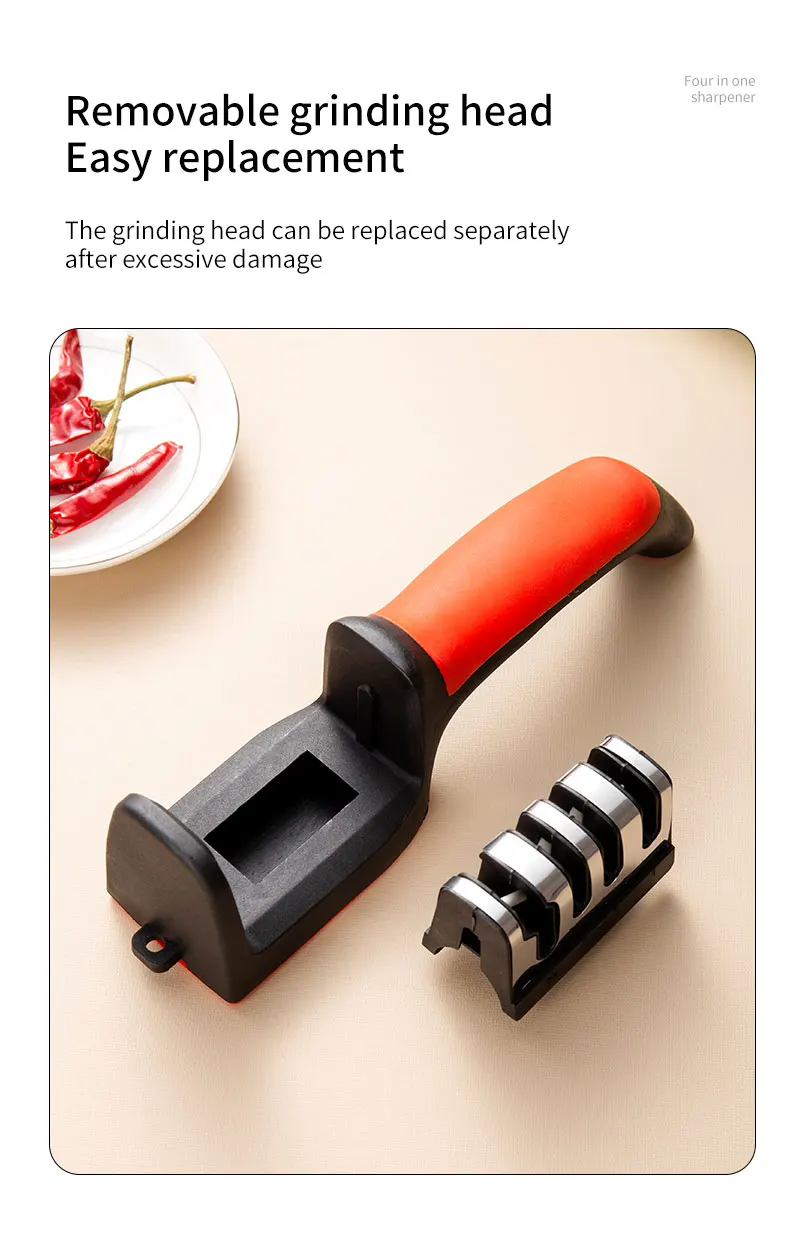 Kitchen 3/4-Segment Knife Sharpener Household Multi-Functional Hand-Held 3/4-Purpose Black Sharpening Stone