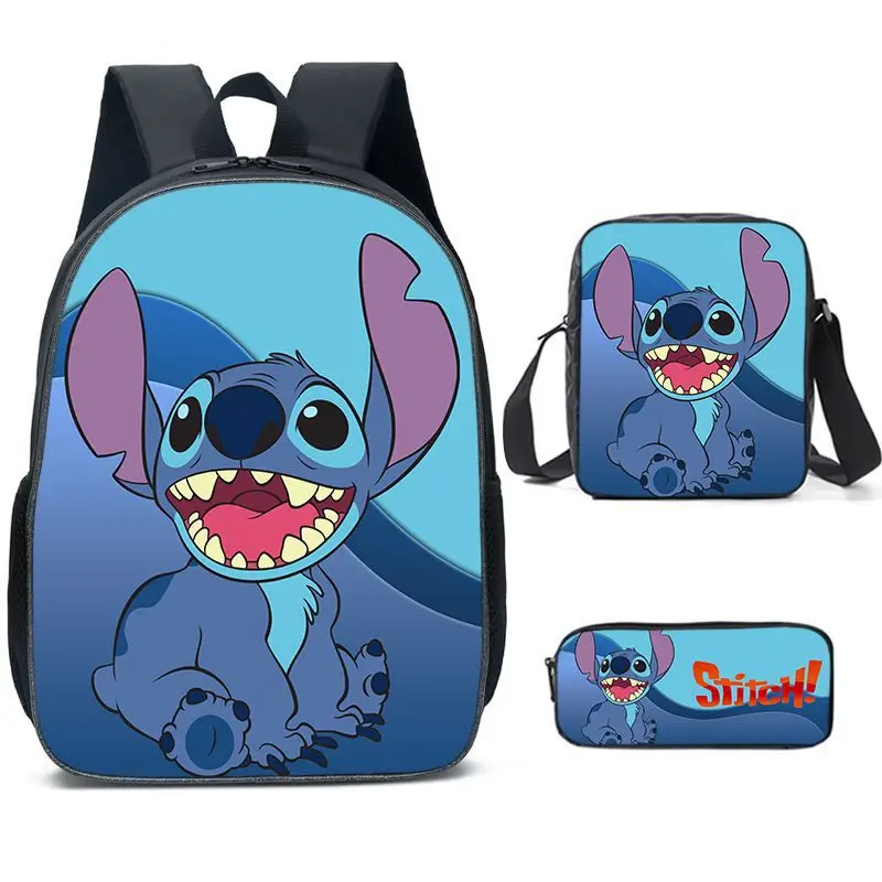 3pcs/set Stitch Plush Kids Backpack Stitch Print Kindergarten Pencil ...