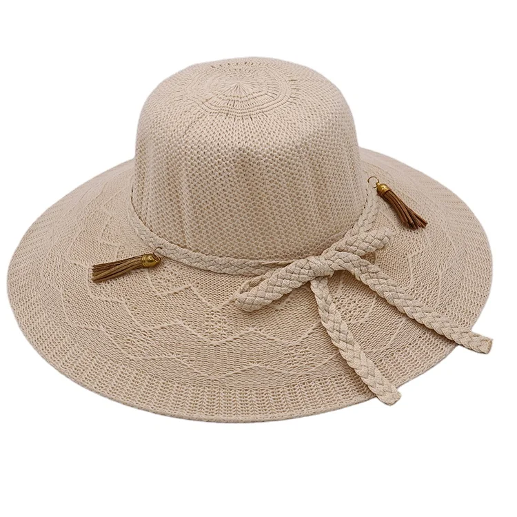 Summer outdoor holiday hat handmade beach crochet fishing hat travel straw knitted hat
