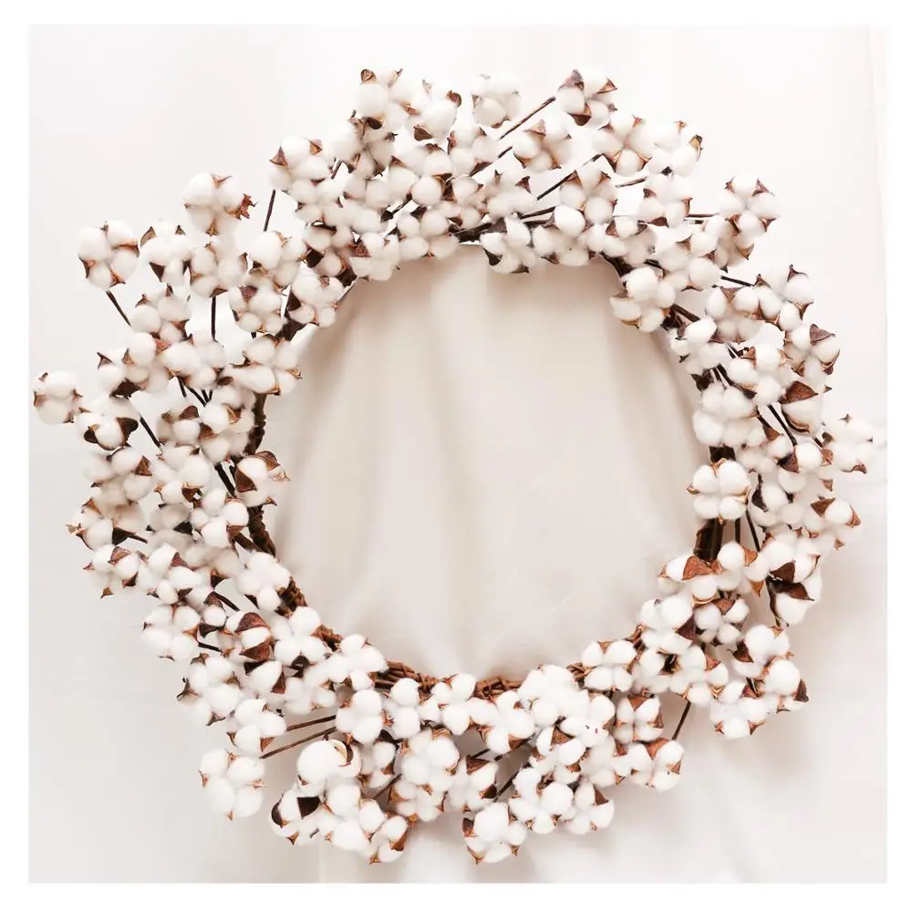 Венок из белого хлопка для свадебного декора в фермерском стиле