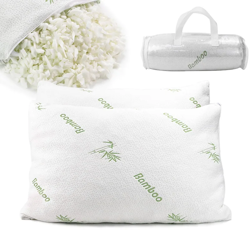 Shredded Memory Foam,Bed Pillows Queen Size Set of 2 Pack  Adjustable Comfortable Pillow with Removable Cooling Bamboo Cover