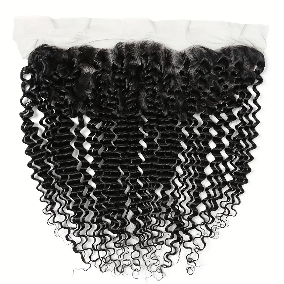 13x4 Dybbølget Transparent Lace Frontal Naturfarvet Remy Hårforlængelser Brasiliansk Ægte Hårlukning_voghion.com