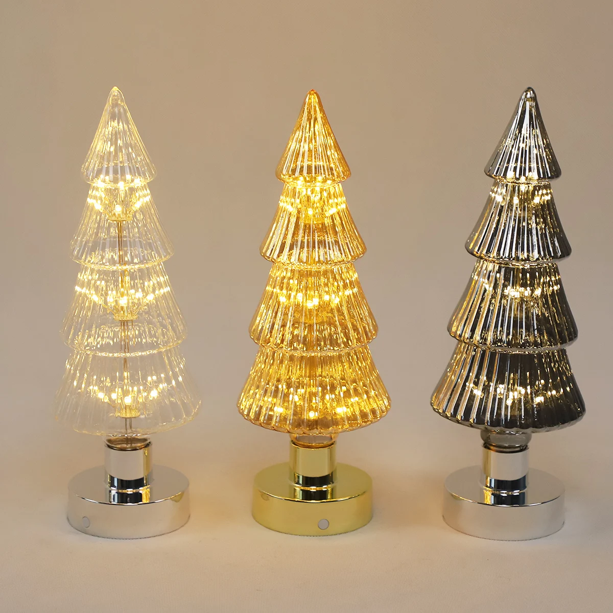 wholesale high quality christmas glass tree  pop-up christmas treeilluminated table top glass led christmas tree lights