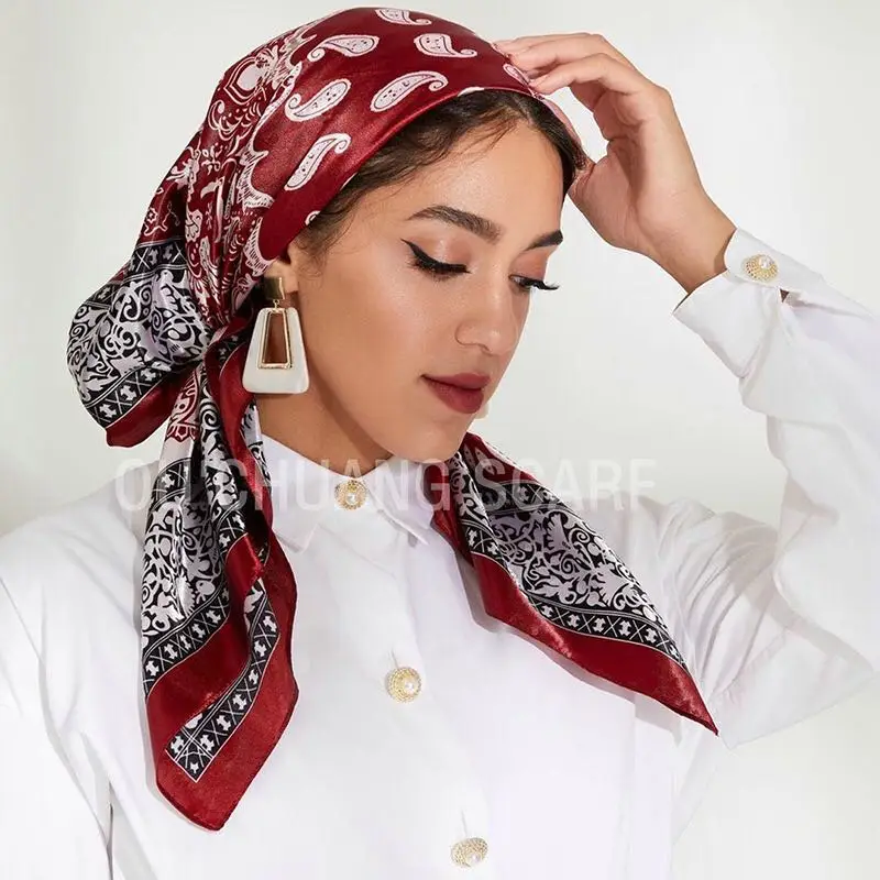 Aliexpress Classic Print 100% Silk Scarf Neckerchief Wraps Large Square Head Scarves Hijab for Hair Wrapping
