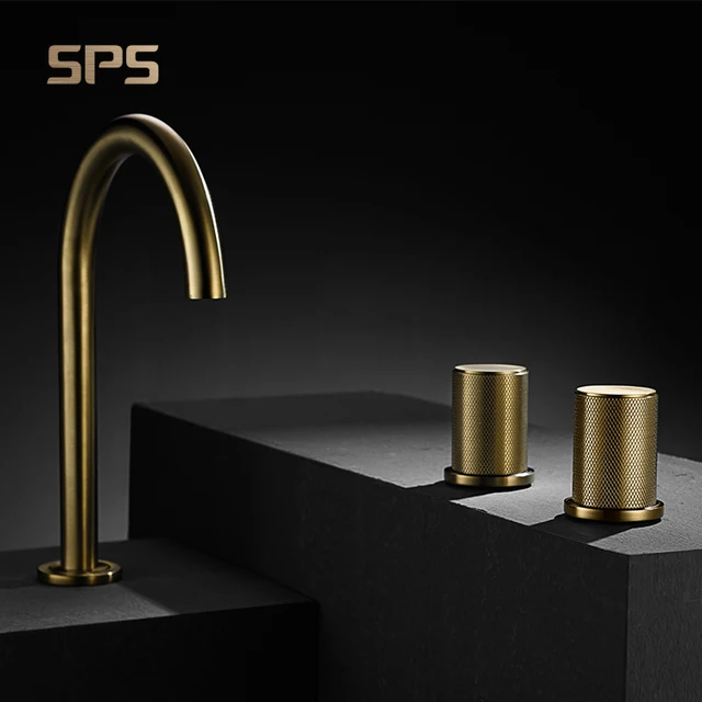 A2034 High End Custom Dual Lever Hot Cold Water Solid Brass Mixer Tap Basin Pillar Cock Sanitary Ware Bathroom Sink Faucet