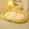 Cama para perro de terciopelo nublado - Amarillo