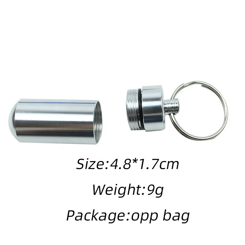Брелок для таблеток алюминиевый контейнер металлическая коробка органайзер лекарств брелок держатель чехол бутылки с