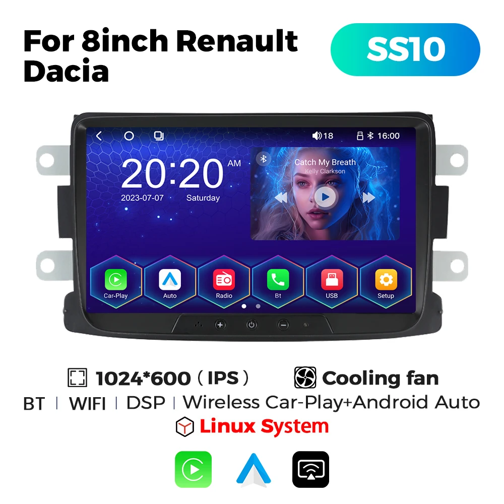 MEKEDE SS10 Linux System IPS Touch Screen Car Player for 8inch Renault Dacia Support Rear Camera DAB FM AM