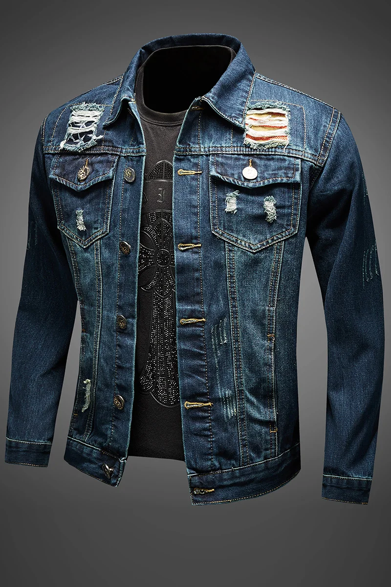 JinJ Jacket Fashion Solid Denim et Mens Spring Casual Slim Fit ETS Men Jean et Mens Outwear Male Cowboy