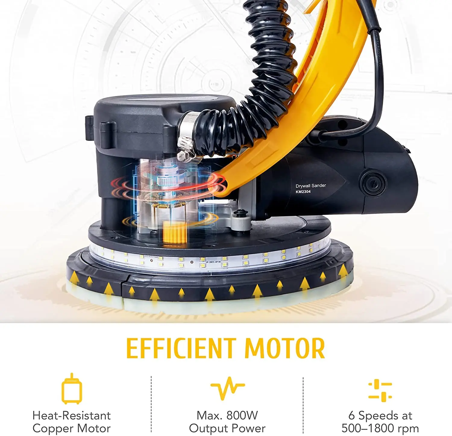 1550w Folding 6 Speed Electric Pole Drywall Sheetrock Sander With