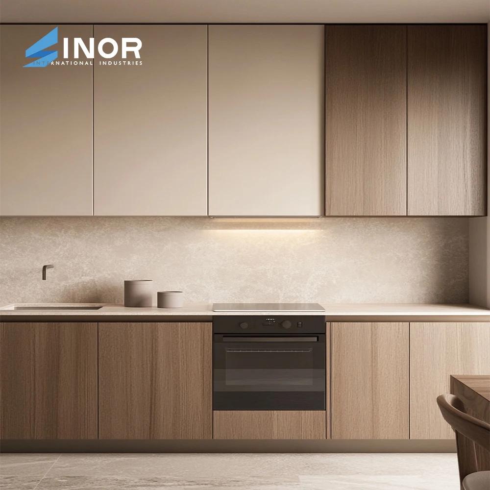 Compact Studio Apartment Kitchen Cabinet with Combination Microwave Oven and Mini Fridge Unit