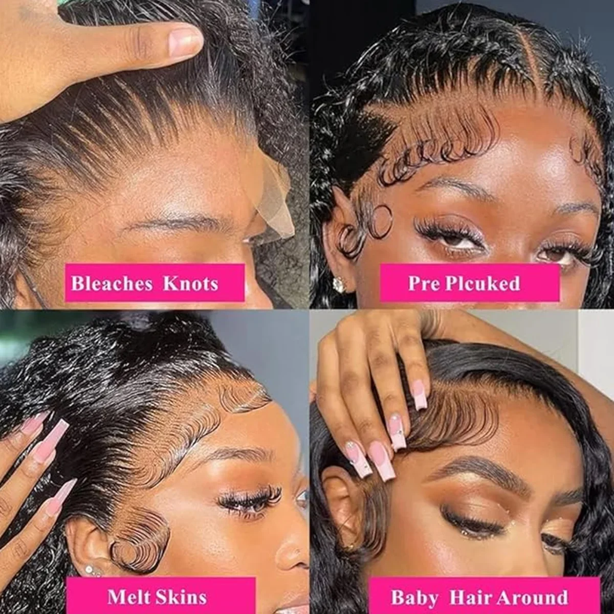 Deep Wave Human Hair Short Bob Wig 180 Density Remy Hair Lace Frontal Wigs_voghion.com