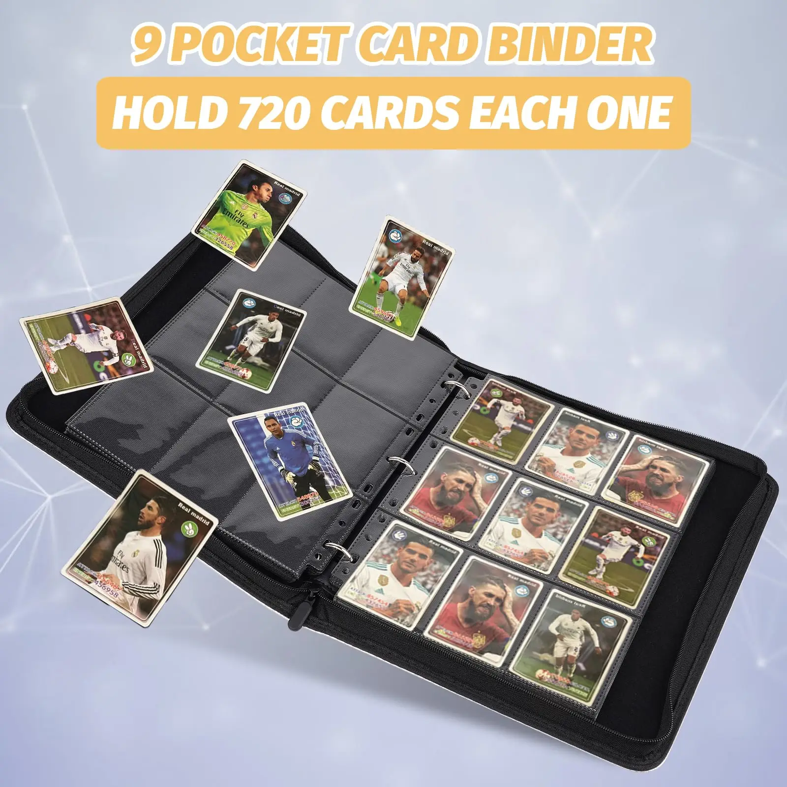 900 card binder Premium Capacity Pokemoned Zipper 9-Pocket Trading Game Card Collector Album Holder Made of PU Material sports card collector or simply looking for a large Winsing 9-Pocket Card Binder 3
