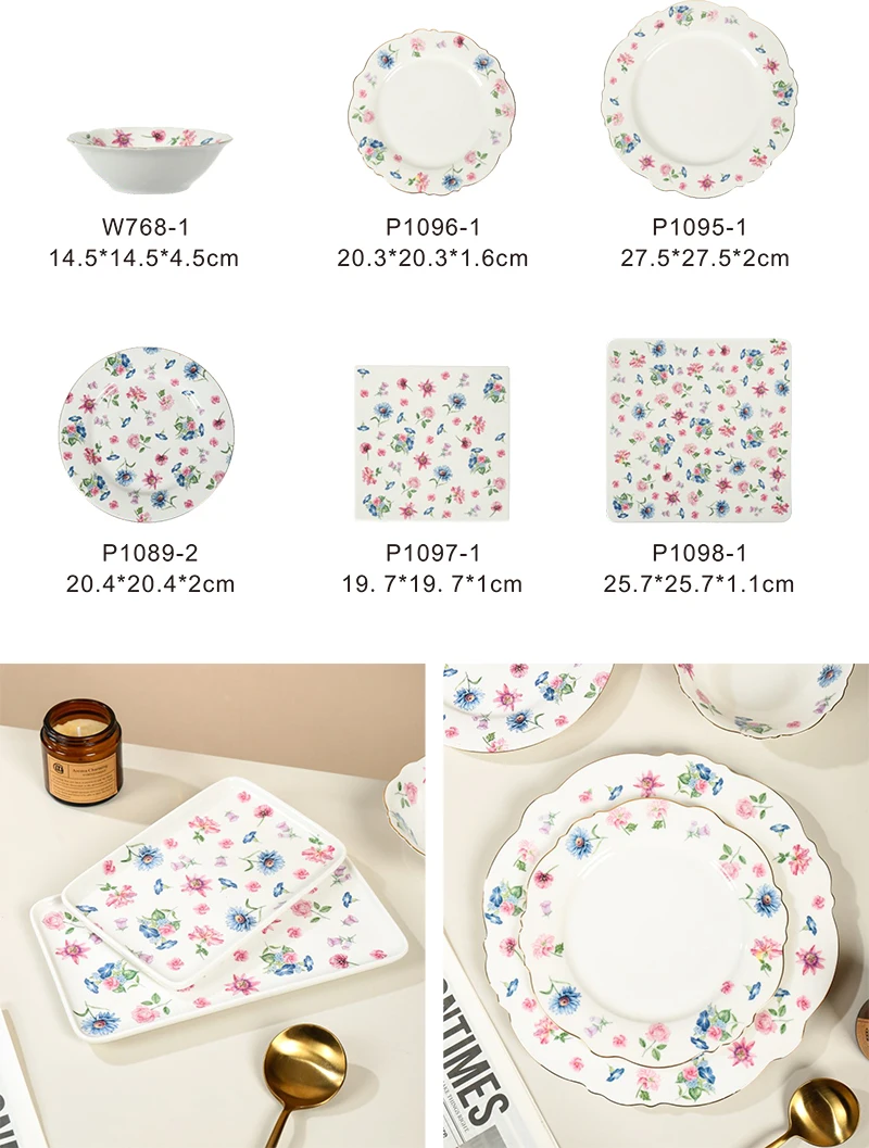 product wholesale floral ceramic customized new bone china porcelain dinnerware tableware dinner set-2