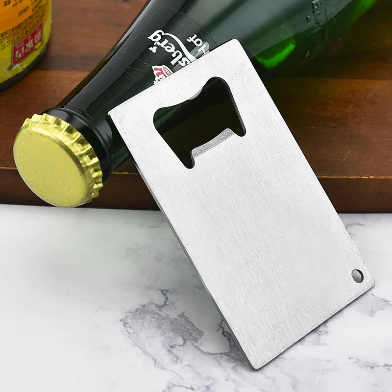 Custom printed advertising barware stainless steel metal credit card beer can bottle cap opener