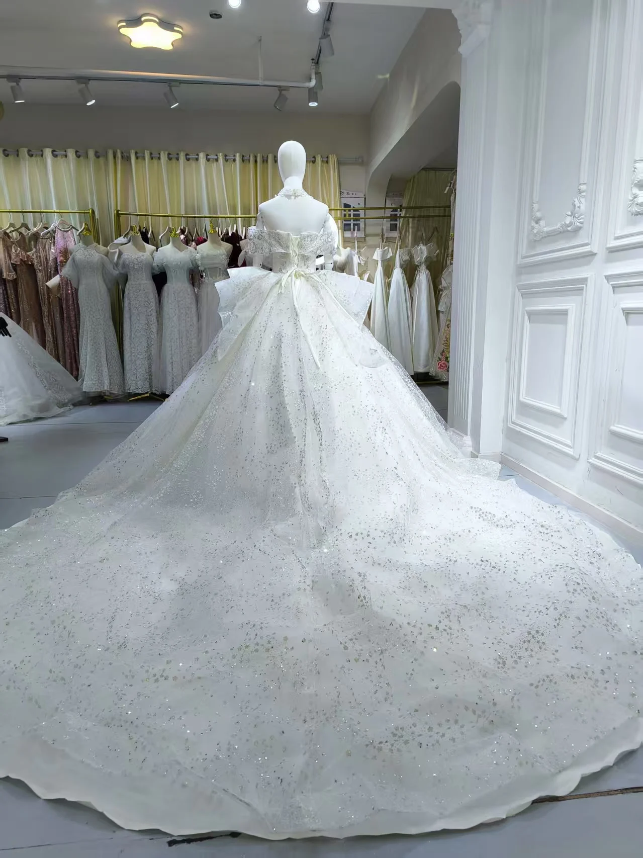 open lace back dress Detachable Cathedral Wedding Train Tilly main image 0
