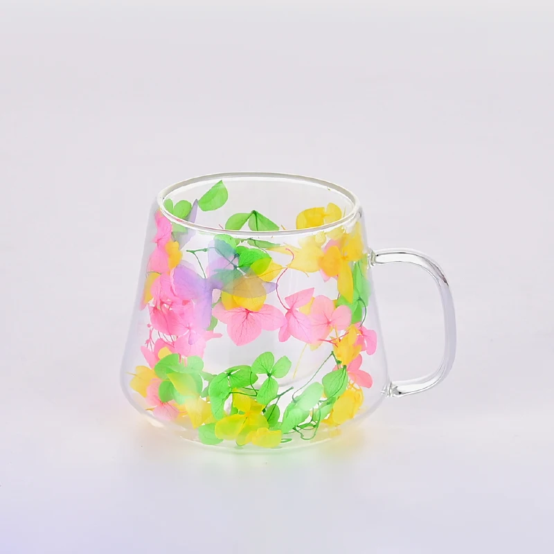 Assorted Colors Colorful Leaves Flowers Coffee Cups with and Without Handle Type 250ml 350ml on Sale Milk Mug
