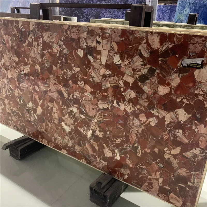 product factory price red semiprecious stone slabs red gemstone tiles for home wall background decoration wall marble stone book matched-5